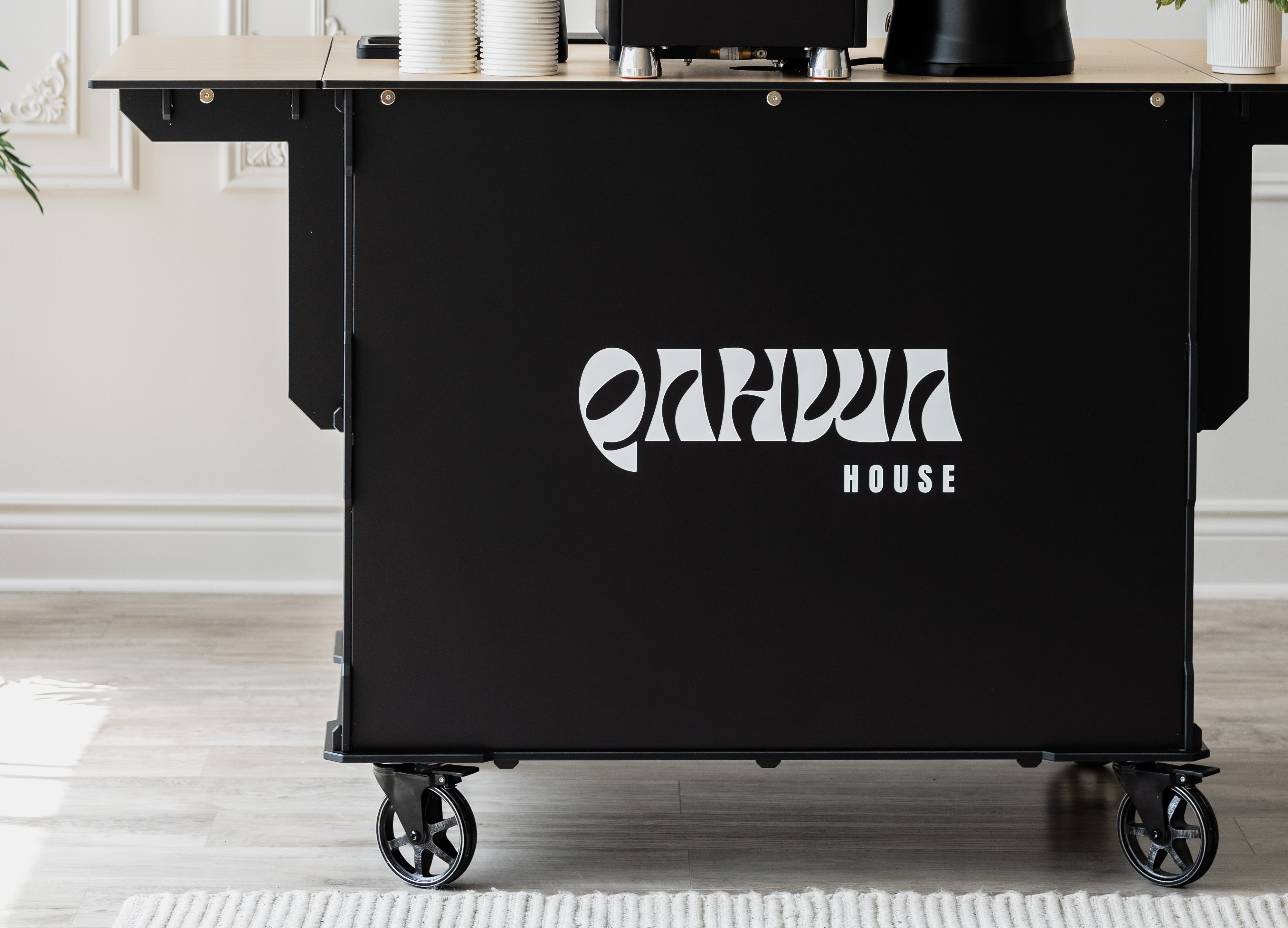 Qahwa Bar cart with customisable front-panel branding